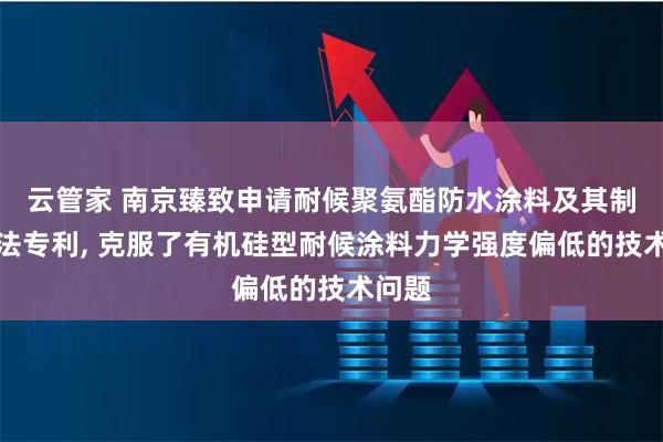 云管家 南京臻致申请耐候聚氨酯防水涂料及其制备方法专利, 克服了有机硅型耐候涂料力学强度偏低的技术问题